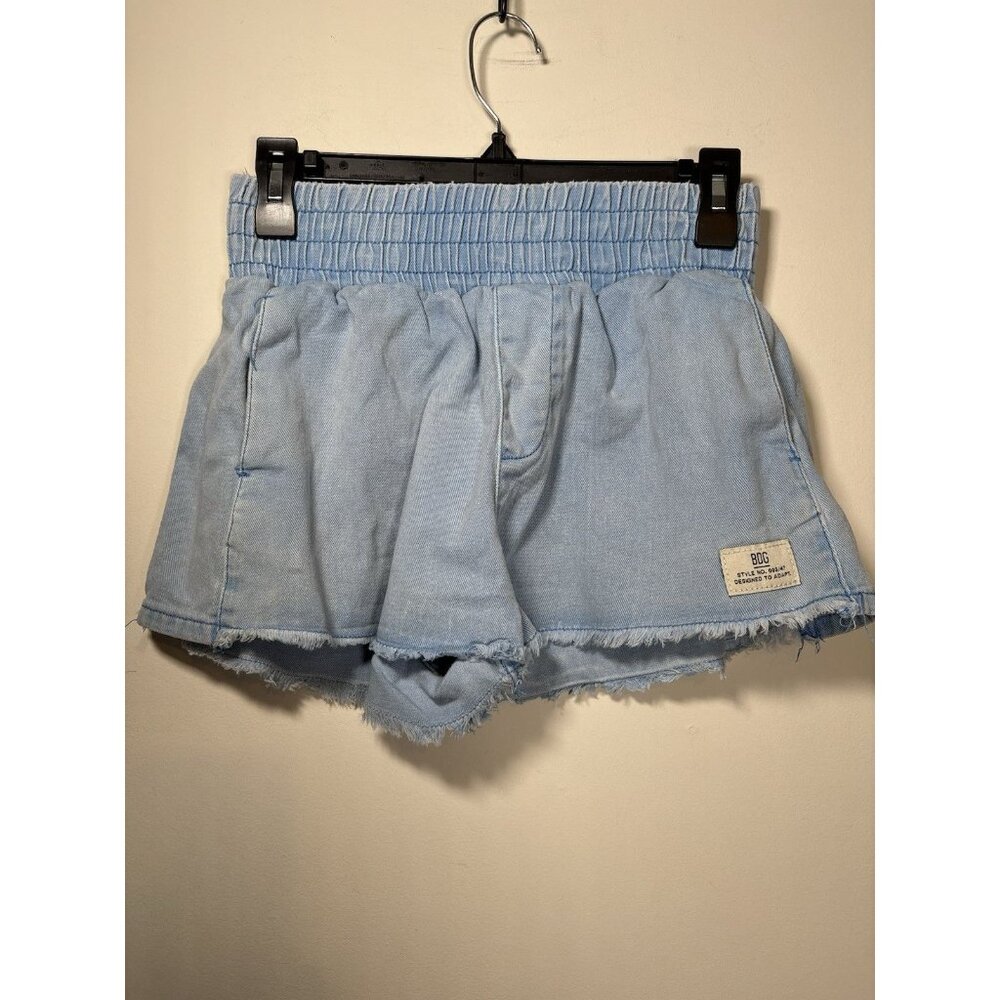 BDG Anthropologie Denim Shorts High Smocked Waist Light Wash Raw Hem‎ Size Small